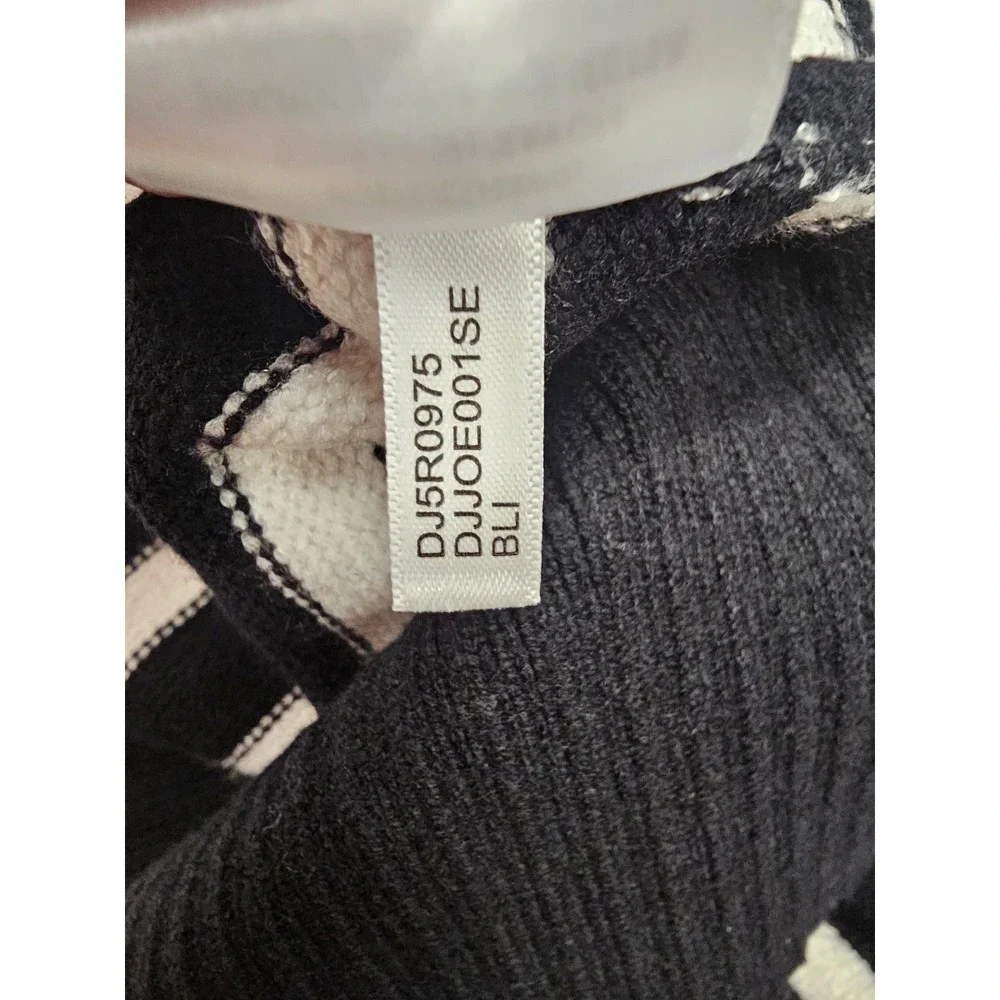 DKNY Womens Quarter Zip Pullover Sweater Black Rayon Blend Casual Size XL